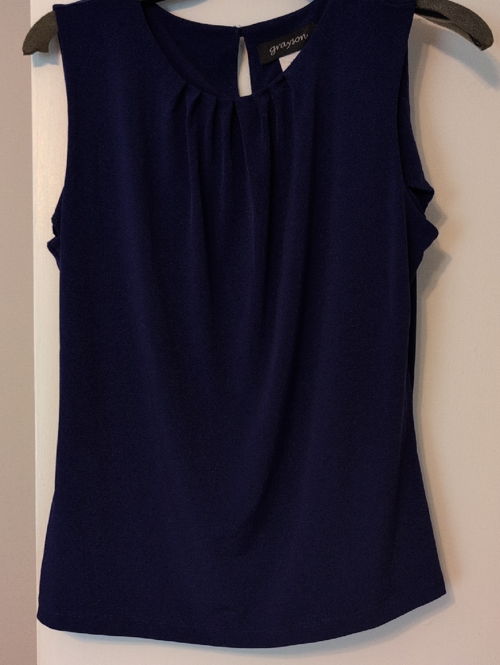 Greyson Navy Pleated Sleeveless Camisole